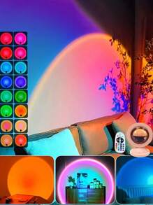 LED Sunset Projector Lamp, Stage Music Festival Decoration Lamp. This LED Sunset Projector Lamp Comes With A Remote Control, Easy To Operate, Supports RGB Transformation. It Is Not Just For Decoration, But Also A Master Of Atmosphere That Understands You. Whether It's A Romantic Surprise For Your Lover, This Sunset Projector Lamp Can Precisely Capture The Sense Of Ceremony In Every Scene.