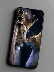 1个威猛狮王与王后防摔防滑黑色手机壳，兼容三星Galaxy A04e/A05s/A13/A14/A15/A34/A35/A50/A52/A53/A54/S21/S22/S23/S24/S25/S25Ultra/24fe，国际版，非国内版 - 黑色 - 查看 5