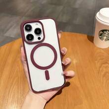 Transparent Wine Red Bumper Magnetic Charging Protective Case | Compatible With MagSafe, Shock-Resistant Ultra-Thin, Suitable For, Waterproof, Anti-Fall, Anti-Scratch - Burgundy - View 7