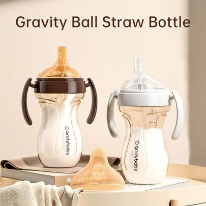 1pc Children's Straw Bottle, Baby Learning Cup, Heat-Resistant PPSU, Anti-Spill Anti-Choke, Shockproof, Portable Water Cup