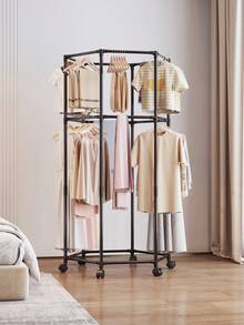 1 Percha de ropa multifuncional con ruedas, adecuada para interiores, exteriores, balcón, dormitorio, estantes de almacenamiento de ropa ahorradores de espacio, tendederos para colgar ropa - Tendedero de ropa multifuncional - Ver 6