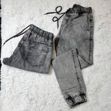 Men's Twill Jogger Jeans With Cuffs And Elastic Waistband - 灰色 - 查看 1