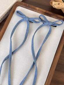 2 Stücke Haarklammern mit Jeansblau Schleifen, Haarspangen für Frauen, Neue Haaraccessoires Stil 2025