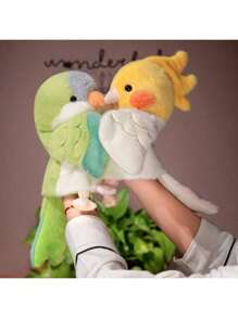 1 szt. Słodki ptak i papuga interaktywna pacynka ręczna, interaktywna pluszowa lalka ręczna prezent dla chłopców i dziewcząt
