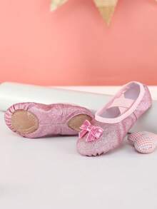 Kinder Prinzessin Ballettschuhe, Mädchen Innen Weichsohlige Tanzschuhe, Rosa Tanzschuhe Übungsschuhe, Funkelnde Ballettschuhe, Flache Hausschuhe, Bequem und langanhaltend, Rutschfest