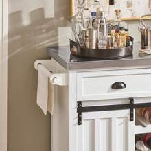 SoBuy Kitchen Storage Trolley Kitchen Cabinet Sideboard Kitchen Island With Stainless Steel Top W116 X D46 X H95cm FKW94-W - White - View 5