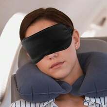 1pc Luxury Double-Sided Silk Sleep Mask - Soft Pink, Portable Light Blocking And Elastic Band, Perfect For Travel, Napping And Relaxation, Sleep Eye Mask Back School BLACK BLACK - 黑色 - 查看 4