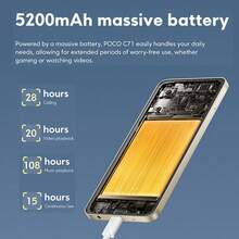 Xiaomi POCO C71 Global Version Smartphone Powerful Octa-Core Processor 12nm Process 32MP AI Dual Camera Immersive 6.88" Display Massive 5200mAh (Typ) Battery Powered By 15W Fast Charging Secure Fingerprint And Face Unlock Supports Memory Extension: 3GB Up To 6GB, 4GB Up To 8GB Android 15 32MP Main Camera Up 120Hz Refresh Rate - Gold - View 6