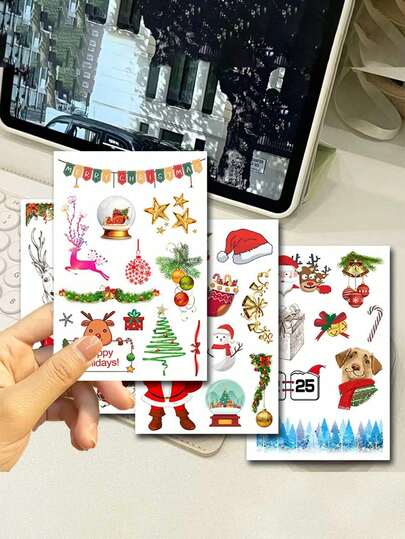 12pcs New Christmas Santa Claus Bell Gift Decorative Stickers Christmas Christmas Decorations Christmas Pajamas Christmas Gifts Christmas Decor