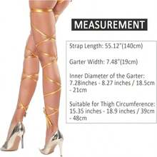 JEWELRYWE Leg Wraps With O Ring Non-Slip Garter Set With Ribbons, Exotic Leg Covers, For Halloween Raves Dancing Music Festival Cosplay Stage Performances - Light Blue - View 5