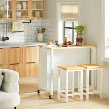 SoBuy Kitchen Island FKW74-WN - White+Khaki - View 4