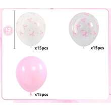 45 个 12 英寸浅粉色和透明白色蝴蝶结印花气球，适合女孩生日派对、单身派对、蝴蝶结主题生日、迎婴派对、新娘送礼会、婚礼、周年纪念装饰 - 粉色 - 查看 3