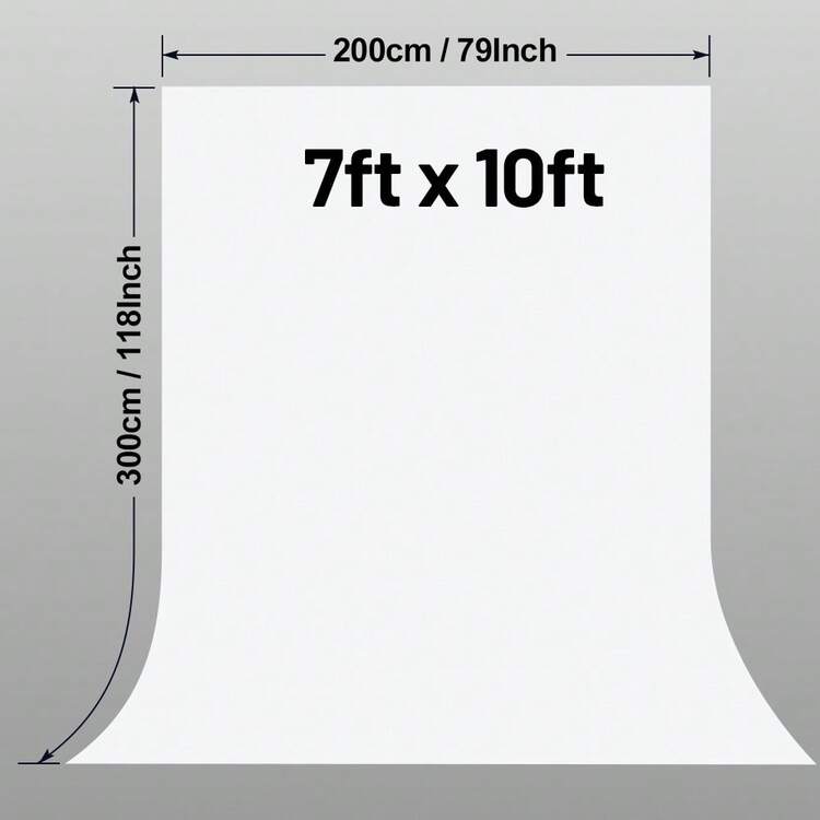 GAINVANE 白色摄影背景布，宽幅纯涤纶白色拍照背景幕布，可折叠白色背景布，适用于摄影、派对和视频拍摄。白色背景幕布，适用于摄影、拍照亭、拍摄、视频录制、派对、背景（不含支架和夹子）。 - 白色 - 查看 11