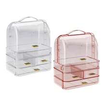便携式迷你化妆品桌面收纳盒 - 耐用透明塑料化妆品收纳盒带抽屉 - 隔断收纳展示架 - 高颜值轻奢口红收纳盒 - 香水架 - 美妆收纳整理 - 首饰收纳盒 - 适用于居家房间浴室梳妆台多功能收纳配件 - 女生美妆必备 - 节日礼物 (透明) - 彩色 - 查看 6