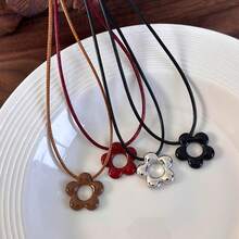 1 件时尚百搭花卉蜡绳项链，适合女士，独特设计颈链，2025 年新品 - 吊墜項鍊 - 查看 12