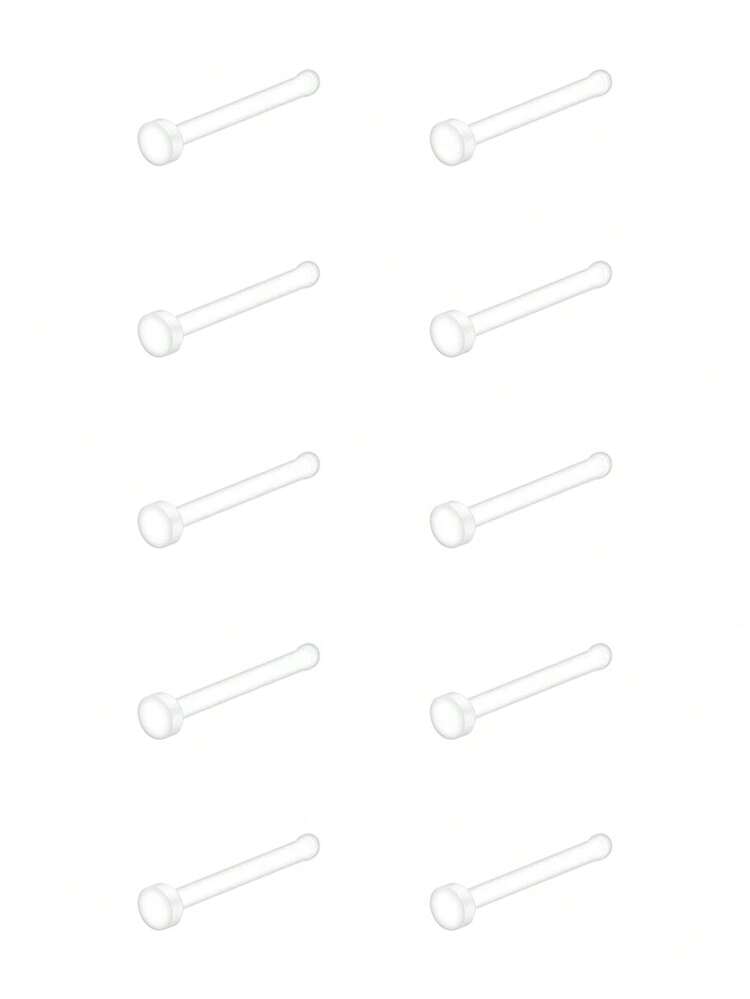 CIZME 10pcs/Set Fashion UV Clear Bone L-Shaped Nose Studs, 20g 7mm Nose Rings Nose Studs Body Jewelry L-Shaped Nose Studs Unisex Daily Decoration - Clear - View 11