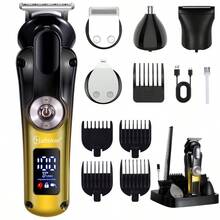 Hatteker 1pc Multi-Functional 5 In 1 Electric Hair Clippers Men Oil Head Carving Professional LED Hair Trimmer - Nhiều màu - Xem 5