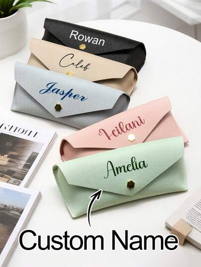 Personalized Genuine Leather Eyeglass Case, Soft Eyeglass Case, Bridesmaid Gift, Wedding Favor, Anniversary Gift, Mother's Day Gift, Gift For Her