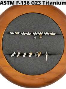 1PC G23 Titanium Marquise Zirconia Labret Lip Studs Internal Thread CZ Snake/Butterfly/Flower Ear Cartilage Tragus Helix Earring Lobe Piercing Jewelry - As Shown - View 2