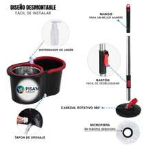 TRAPEADOR GIRATORIO SPIN MOP 360° SISTEMA DE LIMPIEZA.  JUEGO DE TRAPEADOR Y CUBO, TRAPEADOR GIRATORIA DE 360° Y CUBO CON JUEGO DE ESCURRIDOR Y 3 RECAMBIOS DE TRAPEADOR DE MICROFIBRA, ACERO INOXIDABLE DE 58 PULGADAS CON MANGO EXTENDIDO PARA LIMPIEZA DE SUELOS (SIN RUEDAS).  TRAPEADOR + CUBO ESCURRIDOR CENTRÍFUGO – HOGAR BALDE CENTRIFUGO 360 LAMPAZO ACERO GIRATORIO + 2 MOPAS REPUESTO.  CUBETA CENTRIFUGA - Negro - Ver 2
