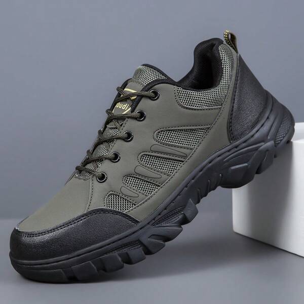 Zapatos casuales de malla transpirable para hombres, zapatos de seguridad con suela de goma gruesa, zapatos cómodos y antideslizantes para exteriores, zapatos de senderismo para mujer