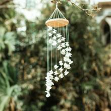 创意贝壳风铃，手工艺术风铃，S 形不对称挂饰，海星镜面贝壳风铃，海玻璃风铃，家居装饰，户外装饰，适用于民宿、庭院、花园、卧室、客厅、走廊等，女士礼物，节日和生日礼物 - 彩色 - 查看 13