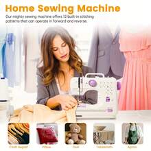 Portable Household Sewing Machine, With 12 Built-In Stitches & Foot Pedal For Sewing Beginners & Amateurs - 查看 9