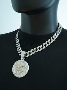 1 件男女通用个性化符号圆形吊坠项链，时尚百搭项链配饰