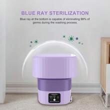 OBOVAY 9L Portable Mini Washing Machine, Foldable Compact Washer, Suitable For Apartment, Dorm, Home, Hotel, Camping, Travel (Purple)