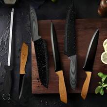 TAIMASI 19pcs Premium High-Carbon Stainless Steel Knife Set - Includes Chef Knives, Bread Knife, Scissors & Sharpener With Storage Block | Rust-Resistant Kitchen Essential For: • Labor Day Backyard BBQs • Thanksgiving Dinner Prep • Christmas Gift For Home Chefs • New Year's Culinary Upgrades - 黑色 - 查看 5