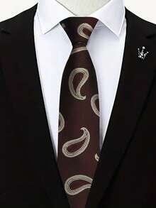 1pc Extra Large Paisley Pattern Handmade Unisex Necktie, Suitable For Casual, Street, Party, Wedding - Multicolor - View 15