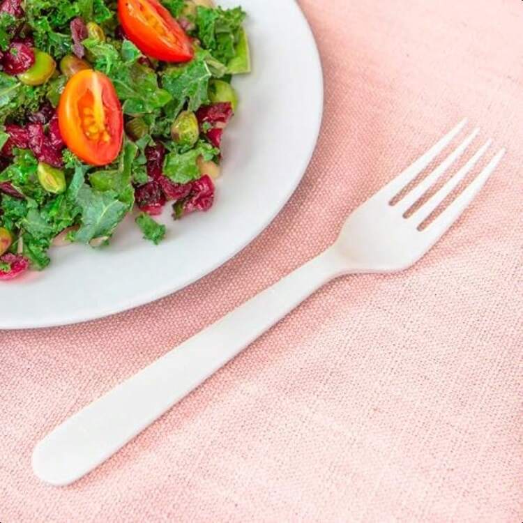 Heavy Duty Disposable Plastic Forks And Spoons 100 Forks And 100 Soup Spoons Set Of 200 Easy To Open - 白色 - 查看 5
