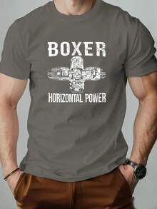 [Box-Print-Shirt] Herren-Shirt Casual Sommer, Baumwolle Rundhals Kurzarm mit einzigartigem Box-Print Design, Regular Fit für Erwachsene, Sportbekleidung| Hemd mit geometrischem Druck| Baumwoll--Shirt - Schwarz - Übersicht 9