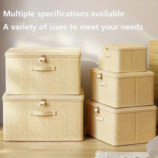 Caja de almacenamiento de tela plegable con tapa con cremallera y asas, organizador multiusos reutilizable para ropa, oficina en casa, armario - Diseño contemporáneo, organizador de ropa, solución Liv, construcción duradera, diseño compacto, almacenamiento debajo de la cama