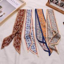 4pcs Korean Style Small Silk Scarf, Versatile Hair Tie, Neck Scarf, Suitable For Spring, Autumn, All Seasons - Multicolor - View 2