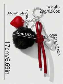 1pc Fashionable Exquisite Sweet Luxurious High-Quality Plush Heart Leather Bowknot Keychain Suitable For Women And Girls Daily Wear Holiday Gift Bridesmaid Gifts Bows Y2K Accessories Lanyard For Keys - Multicolor - View 10