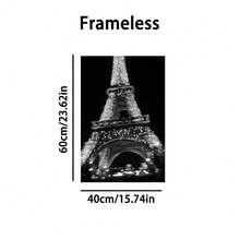 1/3 Panel Black Fashion Print Canvas Wall Art, Black & White Retro Disco Ball Poster, Bedroom, Living Room, Office, Home Decor, Frameless - Multicolor - View 16