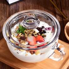 3Pcs Dinnerware Set Handle Mixing Bowl With Lid And Spoon,Bowls For Ramen,Noodles,Salads,Oatmeal,Milk,Fruits,The Set Includes A 500ml Glass Bowl, A Lid And A Small Spoon,Hot And Cold For - White - View 8