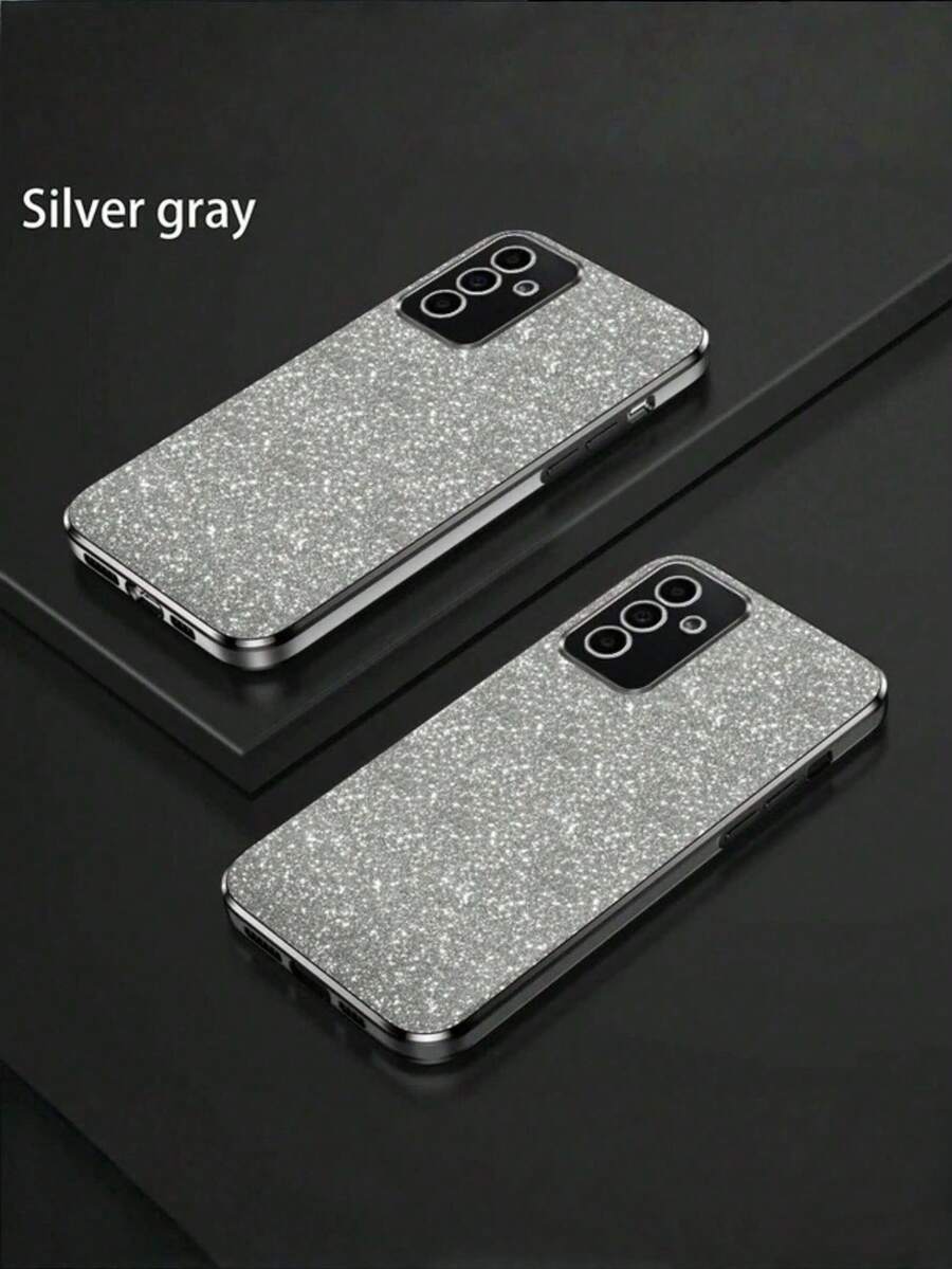1pc Silver Glitter Soft Phone Case, Delicate Edging, Girly Design, Anti-Fall Anti-Scratch, Compatible With IPhone 16-7/Pro/Pro Max/Plus, A03-A73/S8-S25/Ultra/FE/Plus/Ultra, Phones, Minimalist Style Essential For Commuting - Silver - View 1