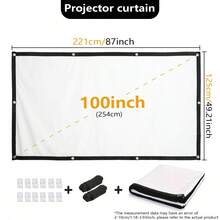 Pantalla de proyector para exteriores de 60, 72, 84, 100 y 150 pulgadas, pantalla de proyección de películas 4K HD 16:9, diseño plegable, lavable y antiarrugas, soporte portátil para proyección a doble cara, adecuada para cine en casa, oficina - Multicolor - Ver 18