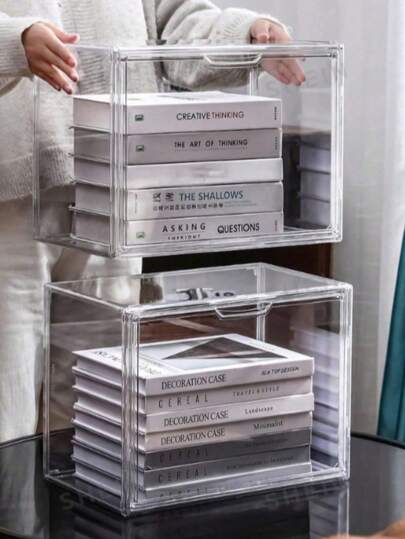 1 件多功能透明亚克力收纳盒 - 防尘展示盒，适用于模型、工具和书籍 | 透明收纳盒