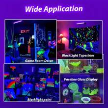 LED UV USB 黑光灯 395-400NM 便携式紫色荧光灯适用于酒吧 KTV 舞台 LED 紫光灯管夜光派对用品适用于节日万圣节装饰、房间、人体彩绘、海报 - 紫色 - 查看 3