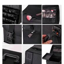 Maleta para maquillaje profesional cosmetiquera 2 en 1 maleta con compartimentos desmontables diseño moderno ideal para viajes y profesionales - Negro - Ver 5