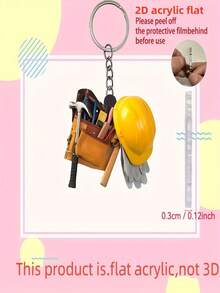 2 piezas Decoraciones de llave acrílica con diseño plano de martillo, llave inglesa y otras herramientas, adecuadas para el Día del Padre, decoración del espejo retrovisor del coche, accesorios interiores del coche, mochilas, llaveros, decoración del hogar, cocina, bolsas y llaveros, creativas y perfectas para festivales, dibujos animados, naturaleza, fiestas, calles, acrílico, llavero de dibujos animados, accesorios de coche de todas las temporadas, encantos de bolsa, portaidentificaciones con cordón, accesorios de coche, regalos de Navidad - Multicolor - Ver 8