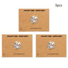 1PC/3PCS Good Luck Four-Leaf Clover Keepsake Token, Clover Lucky Charm With Card, Gift Card With 'YOU GOT THIS - GOOD LUCK! ' Message