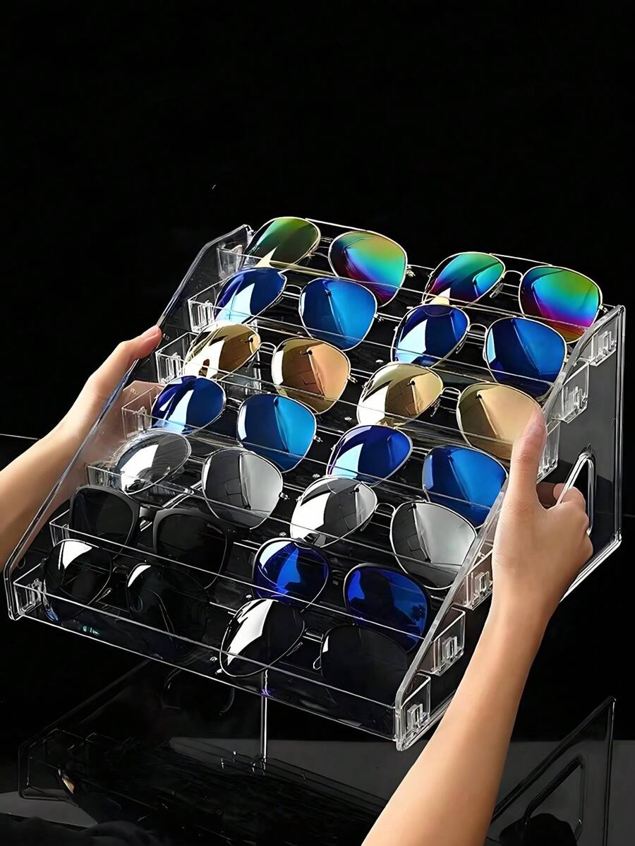 1pc Simple INS Acrylic Nail Polish Display Rack, Easy Installation Multi-Layer Optional, Sturdy And Durable Fully Transparent Design For Better Visibility And Convenience. Large Capacity Can Store Couples' Glasses, Sunglasses, Lipsticks, Nail Polish, Makeup And Other Daily Accessories