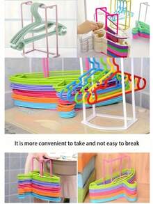 1pc Multi-Color Plastic Clothes Hanger Organizer Rack,Hanger Storage Rack – Space-Saving Holder For Closet Organization – Convenient, Sturdy Hanger Storage Stand For Easy Accessibility & Efficient Sorting