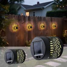 أضواء الحائط المعدنية بالطاقة الشمسية، بتصميم المندلا، أضواء السياج بالطاقة الشمسية ذات التصميم المجوف - أضواء حائط خارجية بمعيار IP65 للحديقة والباحة والساللم، ألواح طاقة شمسية LED، إضاءة الباحة، تصميم ديكوري بنقوش الأوراق، هيكل حديدي متين، ديكور حديقة الباحة، ديكور خارجي، باب المدخل، ديكور حفلات عيد الميلاد وعيد الهالوين في الفناء