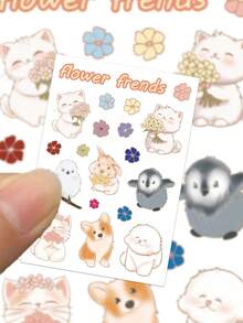 8pcs Graffiti Animal Floral Stickers One Time Use Self Adhesive Cute Art Design Pattern Suitable For Scrapbooking Fridge Organiser Table Bookshelf Luggage Guitar Decoration Decals Not Repeat Perfect For Party Supplies