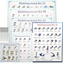 Set picioruș presor pentru mașină de cusut 11/16/32/42/48/52 buc. Compatibil cu Brother, Baby Lock, Singer, Janome și majoritatea mașinilor de cusut cu tijă joasă, Kit complet picioruș presor pentru mașină de cusut, Accesorii de cusut pentru mașini de cusut de acasă, Piese pentru mașini de cusut, Accesorii de cusut DIY